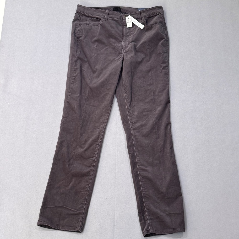 Talbots Velveteen Straight Leg Pant Womens‎ 12 High Waist Slimming Panel Purple